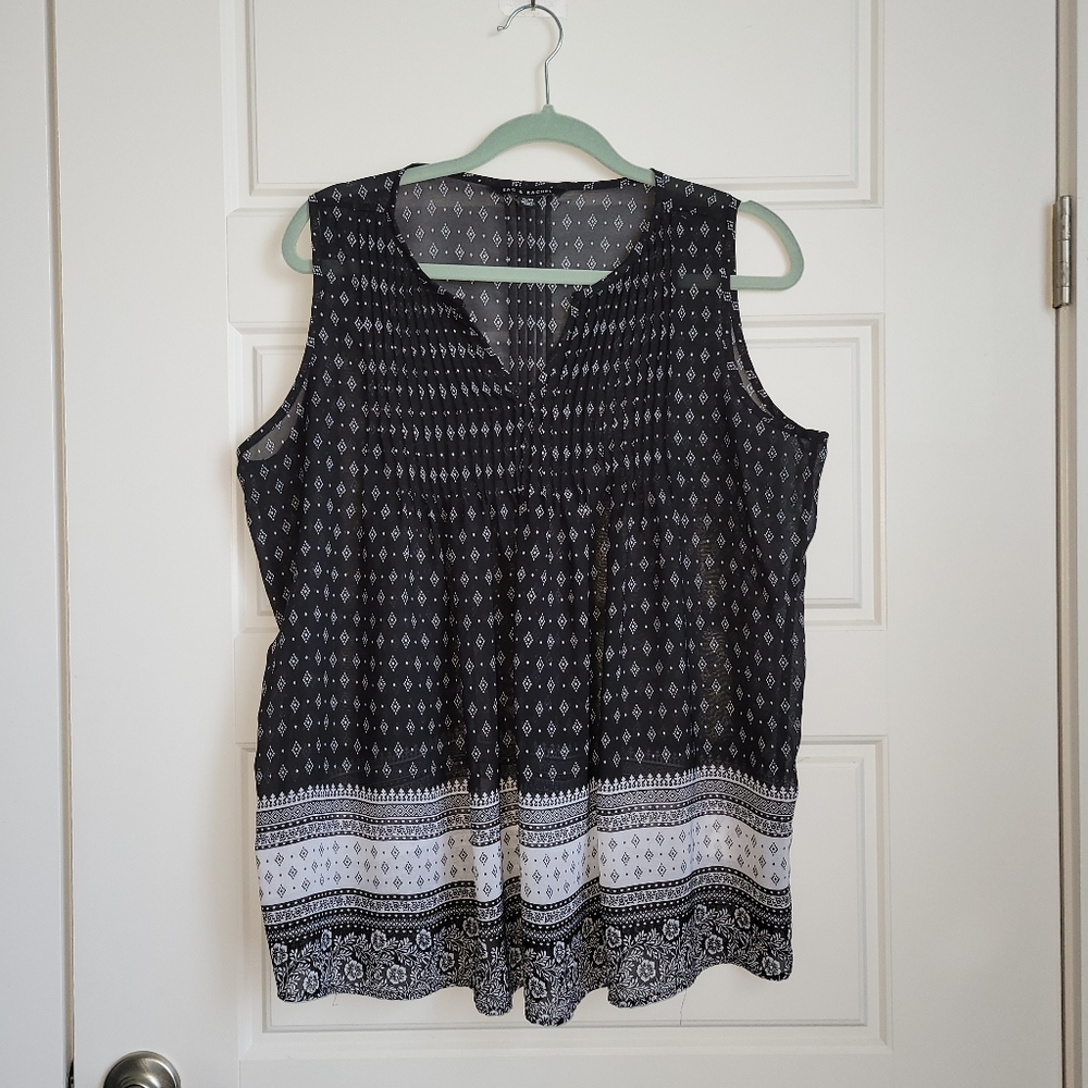 Zac & Rachel Boho sheer pintuck Tunic XL